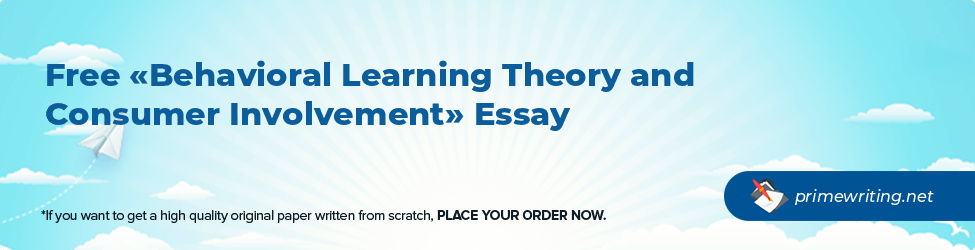 Behavioral Learning Theory and Consumer Involvement
